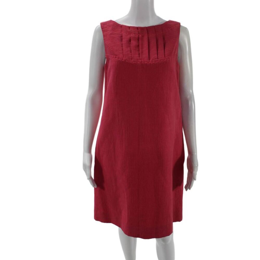 Agnona Womens Back Zip Sleeveless Scoop Neck Shift Dress Pink Size IT 44